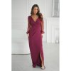 Šaty společenské dlouhý rukáv dámské (34-48) POLSKÁ MÓDA PMLBC25314-10/DUR (Velikost 34, Barva vínová)