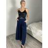 Kalhoty dlouhé elegantní s páskem dámské (S/M/L ONE SIZE) ITALSKÁ MÓDA IMSM26005/DU (Velikost S/M/L, Barva Černá)