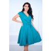 Šaty společenské krátký rukáv dámské (36-54) POLSKÁ MÓDA PMLMR23ROXANA-7/DUR (Velikost 36, Barva tyrkysová)