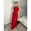 Šaty dlouhé krajkové společenské bez rukávu dámské IRIS (S/M ONE SIZE) ITALSKÁ MÓDA IMC24369/DR (Velikost S/M, Barva červená)