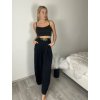 Kalhoty dlouhé s páskem dámské LOLA (S/M/L ONE SIZE) ITALSKá MODA IM324055/DUR (Velikost S/M/L, Barva Černá)