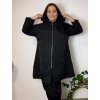 Bunda slabá šusťáková s kapucí dlouhý rukáv dámská nadrozměr (48/50/52 ONE SIZE) ITALSKÁ MÓDA IMSM26039/DU (Velikost 48/50/52, Barva Černá)