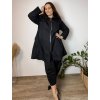 Bunda slabá šusťáková s kapucí dlouhý rukáv dámská nadrozměr (48/50/52 ONE SIZE) ITALSKÁ MÓDA IMSM26039/DU (Velikost 48/50/52, Barva Černá)
