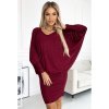 402-4 Netopýří šaty s výstřihem - vínová barva se třpytkami (Velikost S/M/L, Barva _barva viz foto)