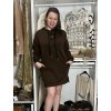 Šaty krátké oversize mikinové dlouhý rukáv dámské (S/M/L ONE SIZE) ITALSKÁ MÓDA IMD25222/DU (Velikost S/M/L, Barva hnědá)