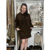 Šaty krátké oversize mikinové dlouhý rukáv dámské (S/M/L ONE SIZE) ITALSKÁ MÓDA IMD25222/DU (Velikost S/M/L, Barva hnědá)