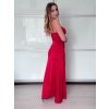 Šaty dlouhé společenské na ramínka dámské VERONA (S/M ONE SIZE) ITALSKÁ MÓDA IMPMD2645770/DUR (Velikost S/M, Barva červená)