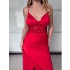 Šaty dlouhé společenské na ramínka dámské VERONA (S/M ONE SIZE) ITALSKÁ MÓDA IMPMD2645770/DUR (Velikost S/M, Barva červená)