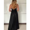 Šaty dlouhé společenské na ramínka dámské LEONA (S/M ONE SIZE) ITALSKÁ MÓDA IMPMD2643458/DU (Velikost S/M, Barva Černá)