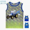 Tílko letní kojenecké dětské chlapecké s traktorem  (80-110) KUGO ET3150 (Barva zelená, Velikost 98)