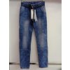 Rifle jeans slabé v pase na gumu dětské dorost dívčí (8-16 LET) EMMA GIRL 0623 (Barva Modrá, Velikost 164-170)