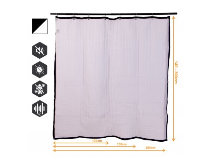 VB2GO SonicVoid 1300 - Acoustic blackout curtain (soundproofing) 1300g/m2, 12mm grommets, curtain rod rings included