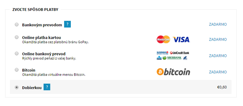 platobná brána GoPay, platba Bitcoinom