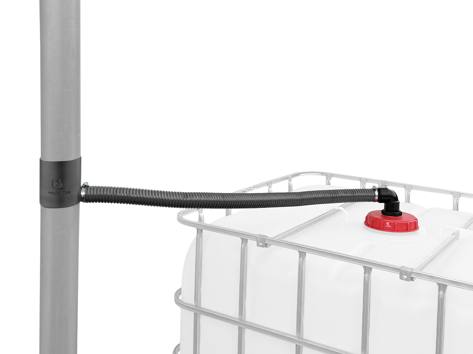 vodafree Sada sběrače vody pro IBC, GUSTAV 80mm ČERNÁ Průměr horního víka nádrže: 225 mm, VYBERTE délku připojovací hadice: 3 metry