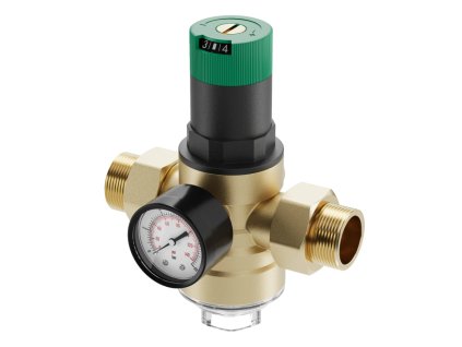 Rohový pohľad na redukčný ventil USTM REDUST s manometrom