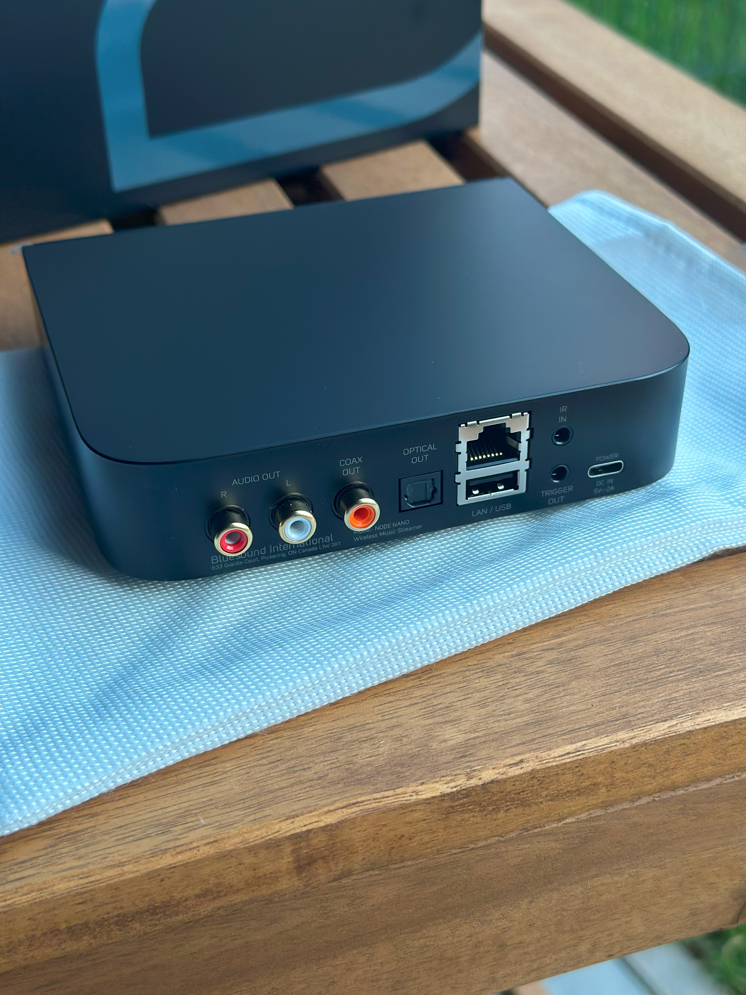 Bluesound Node Nano on table backside