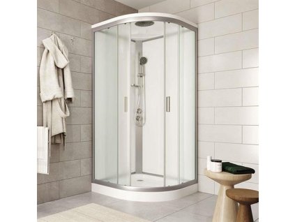 Sprchový box čtvrtkruhový MEREO CK35122KBSW 90x90x221 se stříškou