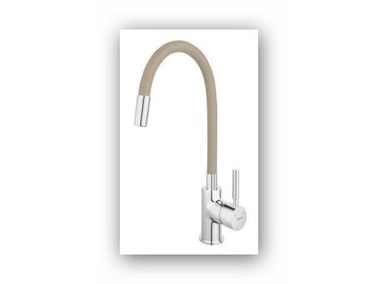 Stojánková dřezová baterie Ferro, béžová-chrom s elastickým ramenem 70710,0BE