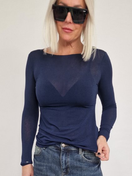 Tmavě modré triko s kašmírem Cash