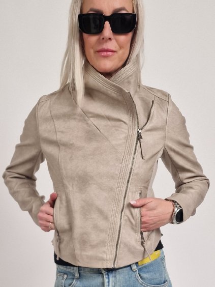 Béžová koženková bundička KATTY