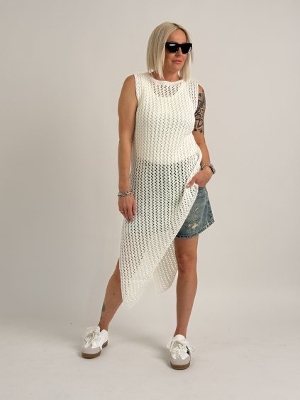 Smetanová svetrová tunika Kala