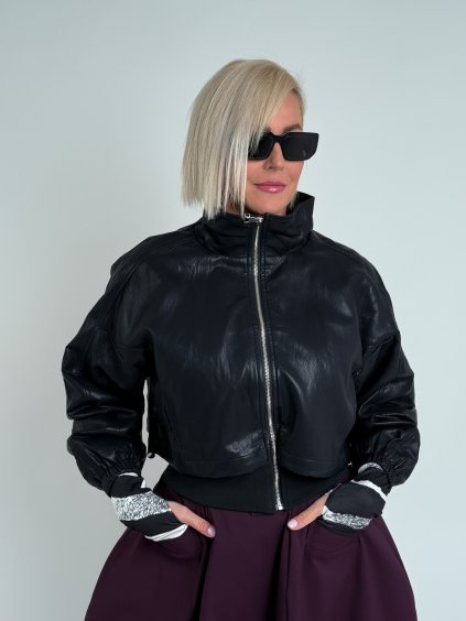 Černý koženkový bomber MAI
