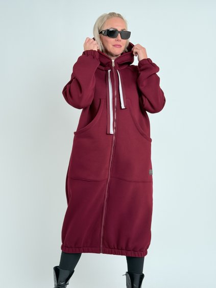 Vínový mikinový kardigan STILL