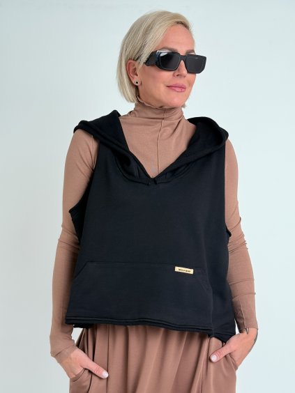 Černá mikinová vesta WHIP
