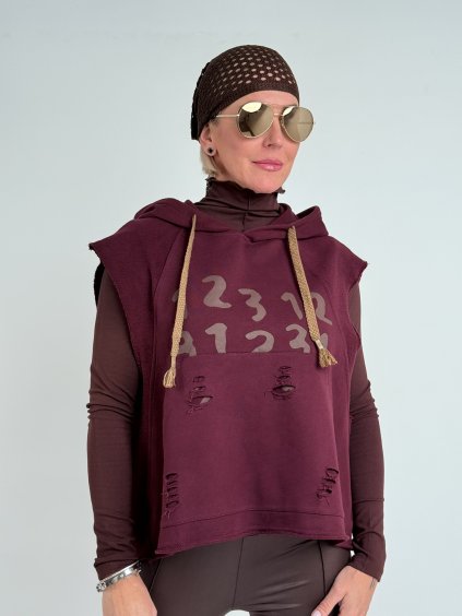 Bordó mikinová vesta ONE