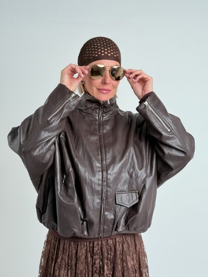 Hnědá koženková bunda SVEN