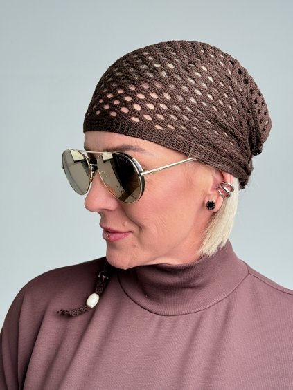 Hnědý háčkovaný šátek BRIT