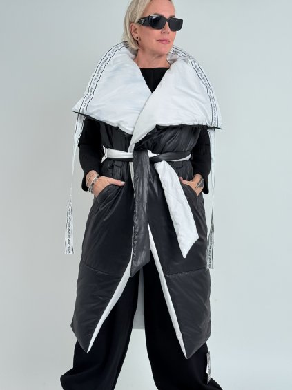 Černo-bílá oboustranná vesta LINE