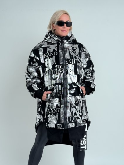 Stříbrno-černá bunda WARM