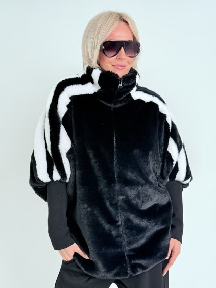 Černá plyšová bunda MIOS