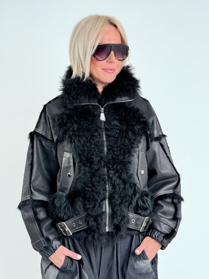 Černá kožená bunda ASLI