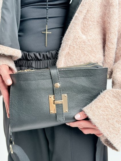 Černá kožená crossbody PASSION