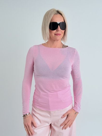 Růžové triko s kašmírem CASH