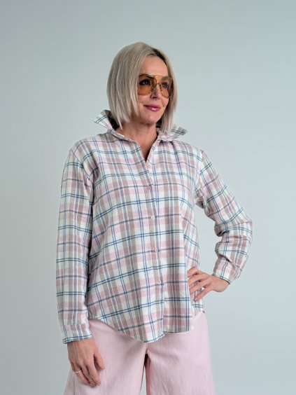 Růžová kostkovaná košile TALY