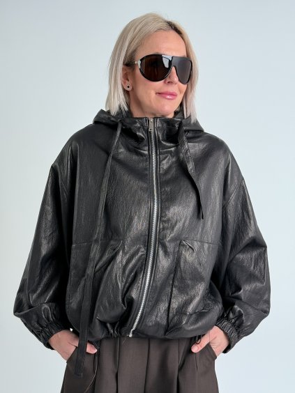 Hnědá koženková bunda FASHION