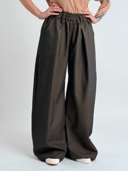 Hnědé široké kalhoty SALLY