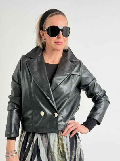 Černá koženková bunda SIMA