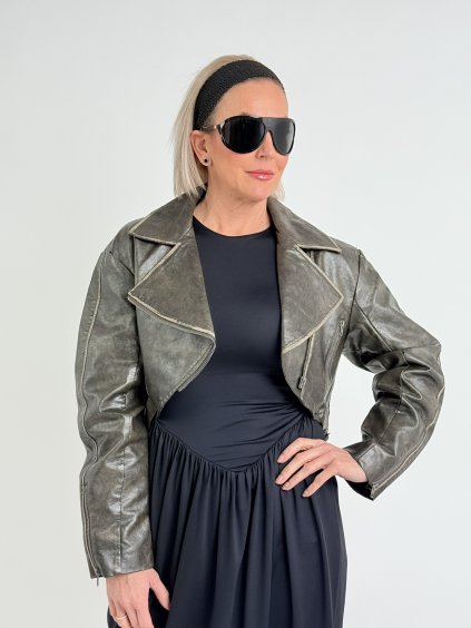 Hnědá koženková bundička RAINS