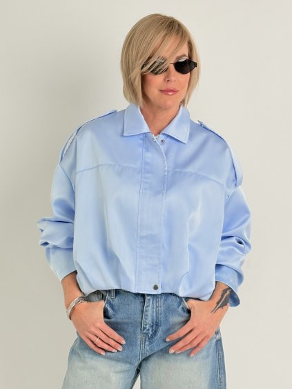Světle modrá bunda SATEN