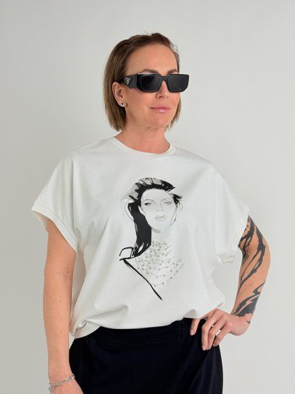 Smetanové triko MELANIE