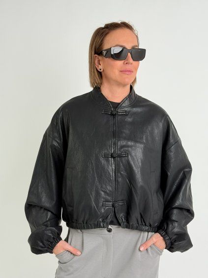 Černá koženková bunda AMEL