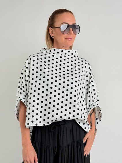 Bílo-černá tunika KIMONO