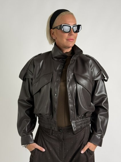 Hnedá kožená bunda Moly