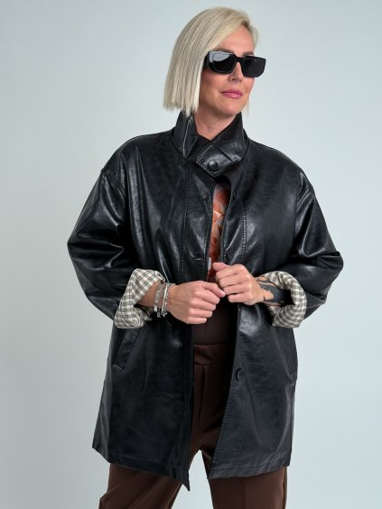 Čierna kožená bunda LALYA