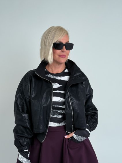 Čierny kožený bomber MAI