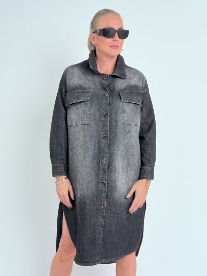 Antracitová džínsová košeľa ANDRE